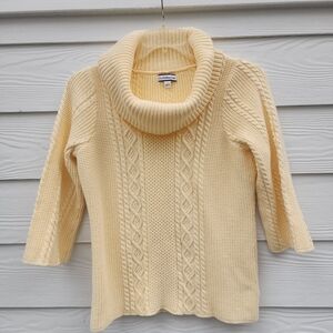 L Butter Yellow Croft & Barrow Women's Cowl Neck Sweater